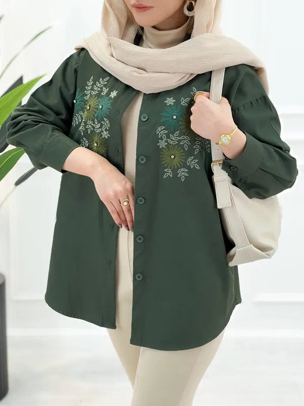 مانتو کتان گلدوزی سلین